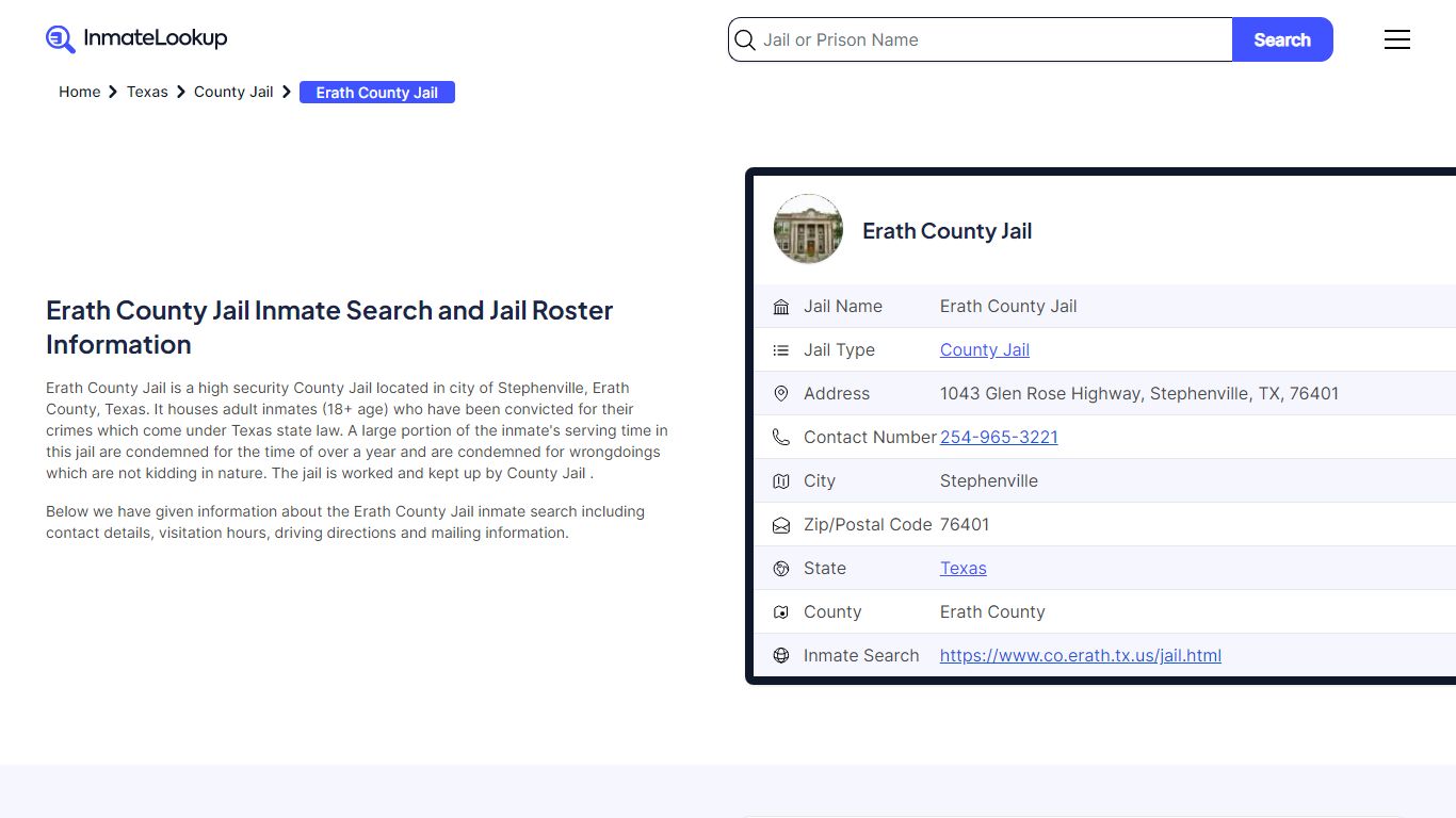 Erath County Jail Inmate Search, Jail Roster, Bookings, Arrests ...